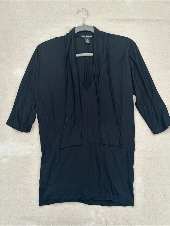 Club Monaco Tops - Club Monaco Black 100% Modal Batwing Scarf Tie V-Neck Top Tunic Small
